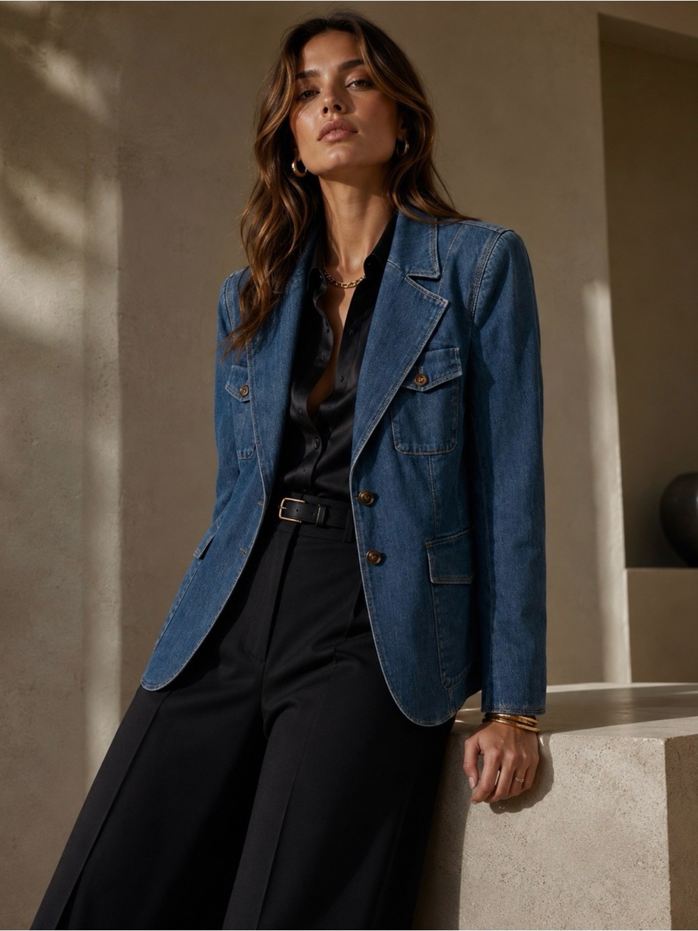 PAIGE Castillo Blue Romona Denim Blazer